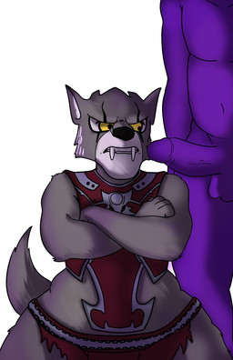 angry anthro big_butt butt genitals growling male male/male penis penis_in_face snarling vein wide_hips yellow_eyes binkykun legends_of_chima lego anon worriz_(legends_of_chima) canid canine canis human mammal wolf hi_res