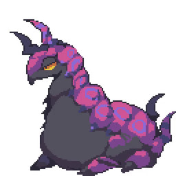 ambiguous_gender belly black_belly eyes_closed feral horn jumping overweight purple_horn simple_background solo white_background yellow_eyes unknown_artist nintendo pokemon generation_5_pokemon pokemon_(species) scolipede 1:1 animated digital_media_(artwork) no_sound pixel_(artwork) pixel_animation short_playtime video