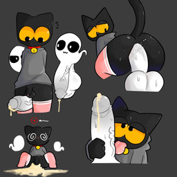 after_sex anal anthro balls bell bell_collar big_balls big_penis black_body black_fur bodily_fluids clothed clothing collar cum excessive_cum excessive_genital_fluids fellatio fur genital_fluids genitals group handjob hoodie huge_balls huge_penis humanoid_genitalia humanoid_penis larger_sub leaking_cum legwear licking male male/male oral owo penile penis penis_lick penis_size_difference saggy_balls scrotum_flap sex size_difference small_but_hung small_penis spiral spiral_eyes standing submissive thigh_highs thigh_sex tongue tongue_out topwear trio vein f_d_e_i_a google google_doodle magic_cat_academy momo_(google) domestic_cat felid feline felis ghost mammal spirit 1:1 hi_res