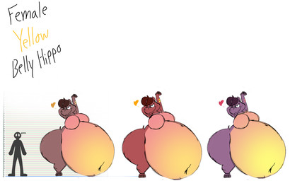 anthro belly big_belly big_breasts bloated breasts brown_body brown_hair curvy_figure deep_navel eyelashes featureless_breasts feet female grey_body hair heart_symbol huge_belly huge_hips huge_thighs hyper hyper_belly hyper_hips hyper_thighs larger_female multicolored_body navel nude overweight overweight_anthro overweight_female red_body simple_background size_difference smile standing tail text thick_thighs voluptuous voluptuous_anthro voluptuous_female wide_hips yellow_belly yellow_breasts jayme_universe common_hippopotamus hippopotamid mammal digital_media_(artwork) english_text hi_res model_sheet