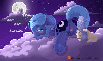 anatomically_correct anatomically_correct_genitalia anatomically_correct_vulva animal_genitalia animal_vulva anus blue_hair blush butt camera cloud cutie_mark dialogue dildo disembodied_hand dock_(anatomy) equine_genitalia equine_vulva eyes_closed feathered_wings feathers female feral full_moon genitals group hair hooves horn moon night on_cloud open_mouth outside patreon_logo penetration sex_toy sky solo_focus spread_vulva spreading star starry_sky tail teats text underhoof vaginal vaginal_penetration vulva wings young young_feral pusspuss friendship_is_magic hasbro my_little_pony mythology patreon princess_celestia_(mlp) princess_luna_(mlp) equid equine mammal mythological_creature mythological_equine winged_unicorn 2016 english_text url