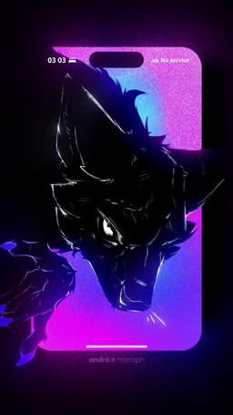 ambiguous_gender analog_horror anthro black_body black_fur colorful_background electronics fur glitch holidays horror_(theme) inner_ear_fluff looking_at_viewer nails phone phone_screen silhouette solo sound_effects tuft andre_moraph sound_warning halloween mythology canid canine mammal mythological_canine mythological_creature werecanid werecanine werecreature werewolf 2025 2d_animation 9:16 animated colored digital_drawing_(artwork) digital_media_(artwork) film_grain hi_res high_framerate loop motion_tweening portrait short_playtime signature sound webm