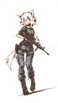 belt boots bottomwear camo clothed clothing female fluffy fluffy_tail footwear fully_clothed fur gloves gun hair handgun handwear happy holding_assault_rifle holding_gun holding_object holding_ranged_weapon holding_rifle holding_weapon holidays holster holstered_pistol pants ranged_weapon rifle shirt shoes simple_background smile solo tail topwear weapon white_background white_body white_fur white_hair deel animal_humanoid canid canid_humanoid canine canine_humanoid humanoid mammal mammal_humanoid wolf_humanoid 2016 9:16 hi_res