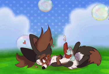 animal_genitalia animal_penis balls bodily_fluids canine_genitalia canine_penis cum disembodied_hand ejaculation feral genital_fluids genitals handjob heart_symbol lying male on_back orgasm penile penis sex small_but_hung solo shockinglylazy nintendo pokemon pokemon_amie coconut_(cokotheschnoot) fennekin generation_6_pokemon pokemon_(species)