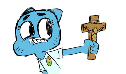 anthro clothed clothing cross disgust female flinch holding_object narrowed_eyes solo squint general_proton cartoon_network the_amazing_world_of_gumball nicole_watterson domestic_cat felid feline felis mammal digital_media_(artwork) reaction_image