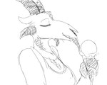 bone bovid caprine comic demon dessert female food goat hladilnik ice_cream ice_cream_cone licking lucy_(hladilnik) mammal monochrome skull solo tongue tongue_out