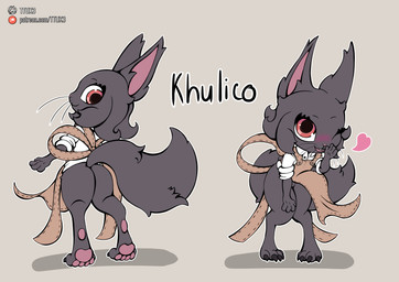 anthro apron blush bottomless clothed clothing dark_body dark_fur female fluffy fluffy_tail fur happy heart_symbol looking_at_viewer one_eye_closed red_eyes shirt shortstack shortstack_female smile solo tail topwear whiskers wink ttux3 the_hub khulico_(ttux3) mammal rodent sciurid tree_squirrel absurd_res hi_res