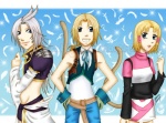 belt blonde_hair blue_eyes bottomwear buckle clothed clothing eyebrows eyelashes feathers female gloves grey_hair group hair hands_on_hips handwear long_hair long_sleeves long_tail looking_at_viewer male multicolored_clothing pants pink_clothing short_hair simple_background smile smiling_at_viewer standing tail tan_body tan_skin text reachfarhigh final_fantasy final_fantasy_ix square_enix kuja_(final_fantasy) zidane_tribal alien humanoid tailed_humanoid terran colored digital_drawing_(artwork) digital_media_(artwork) unavailable_at_source url brother_(lore) brothers_(lore) sibling_(lore) sister_(lore)