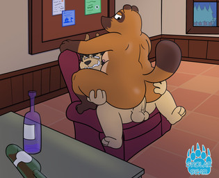 anal anthro balls big_butt brown_body butt detailed_background duo erection furniture genitals inside male male/male moobs nipples overweight overweight_male penis sex sofa grolarbearsins animal_crossing nintendo tom_nook_(animal_crossing) canid canine mammal raccoon_dog tanuki 2024 absurd_res hi_res