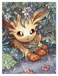 ambiguous_gender border feral flower gloves_(marking) grass leg_markings markings paws plant socks_(marking) solo white_border koike_09 nintendo pokemon pokemon-specific_day eeveelution generation_4_pokemon leafeon pokemon_(species) 2022