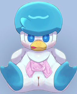beak blue_background blue_eyes blush clitoral_hood condom_wrapper feathers feet female feral genitals hands_on_hips head_tuft licking licking_lips looking_at_viewer membrane_(anatomy) non_mammal_vulva presenting presenting_vulva simple_background sitting solo toes tongue tongue_out tuft vulva vulva_instead_of_cloaca webbed_feet white_body white_feathers young beageiso nintendo pokemon generation_9_pokemon pokemon_(species) quaxly absurd_res hi_res