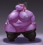 alternate_species anthro barely_visible_genitalia barely_visible_pussy big_breasts breasts clothing female footwear genitals glistening goo_hair hair huge_breasts legwear obese obese_anthro obese_female overweight overweight_anthro overweight_female pink_hair pseudo_hair purple_body purple_skin pussy simple_background socks solo thick_thighs thigh_highs thigh_socks toe_socks wide_hips kazecat tanya_(mcnasty) common_hippopotamus goo_creature hippopotamid mammal digital_media_(artwork) full-length_portrait hi_res portrait