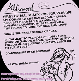 afterword anthro female group gynomorph intersex text trio hurdysquirrelly houston_(hurdysquirrelly) topeka_(hurdysquirrelly) canid canine fox grey_fox grey_squirrel mammal procyonid raccoon rodent sciurid tree_squirrel urocyon absurd_res comic english_text hi_res url