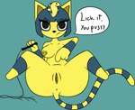 anthro anus dominant dominant_female featureless_feet feet female fur genitals makeup nipple_piercing nipples piercing pussy solo uraeus yellow_body yellow_fur carnivorousvixen animal_crossing nintendo ankha_(animal_crossing) felid mammal