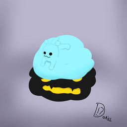 belly big_belly black_eyes blue_body cloud duo huge_belly lying male on_front simple_background simple_eyes simple_face smile vore worried domiel nintendo rhythm_heaven humanoid 1:1 absurd_res hi_res lineless signature