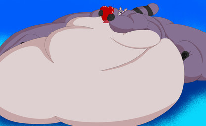 4_fingers 4_toes anthro belly big_belly big_butt big_cheeks big_moobs black_nose black_pawpads blobby blue_background butt chubby_cheeks feet fingers fur gloves_(marking) grey_body grey_fur heart_symbol holding_object huge_belly huge_butt huge_cheeks huge_moobs hyper hyper_belly hyper_butt hyper_cheeks hyper_moobs leg_markings male markings moobs morbidly_obese morbidly_obese_anthro morbidly_obese_male multicolored_body multicolored_fur obese obese_anthro obese_male open_mouth overweight overweight_anthro overweight_male pawpads purple_eyes purple_tongue simple_background sitting socks_(marking) solo tail toes tongue bigwolf_(artist) indigo_park rambley_raccoon mammal procyonid raccoon 2026 hi_res shaded