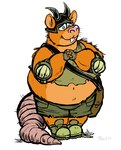 2020 anthro armor belly big_belly big_tail bottomwear buckteeth clothing crop_top footwear fur headgear helmet hi_res huge_belly huge_tail jwbalsley male mammal midriff murid murine navel orange_body orange_fur overweight overweight_anthro overweight_male pink_nose puppy_eyes rat rodent shirt shoelaces shoelaces_untied shoes shorts shoulder_pads solo stinky_the_rat tail teeth thick_tail topwear viking_helmet