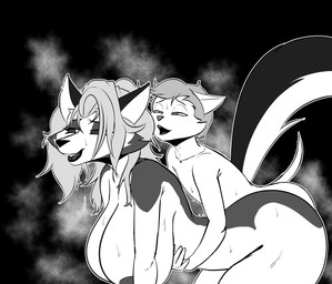 age_difference anthro big_breasts bodily_fluids breasts butt canon_x_oc duo facial_tuft female female_penetrated fur hair male male/female male_penetrating male_penetrating_female mature_anthro mature_female musk nipples nude older_female penetration penile sex shota simple_background size_difference smile sweat tail tuft vaginal white_body white_fur young young_anthro young_male younger_male imierbenety hanna-barbera hellaverse helluva_boss mythology swat_kats loona_(helluva_boss) percy_lynxoln canid canid_demon canine demon domestic_cat felid feline felis hellhound mammal mythological_canine mythological_creature 2026 digital_drawing_(artwork) digital_media_(artwork) hi_res monochrome sketch