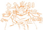 anthro biped blush clothing eyes_closed kemono scarf simple_background solo sweater topwear white_background okudami lifewonders tokyo_afterschool_summoners itzamna_(tas) iguana iguanid lizard reptile scalie 2022 monochrome orange_and_white sketch