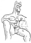 bedroom_eyes bulge clothing male narrowed_eyes seductive speedo swimwear tigonking2.0 camelid llama mammal hi_res monochrome