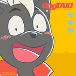anthro blush clothing ear_piercing fur grey_body grey_fur happy jacket looking_at_viewer male open_mouth piercing solo topwear littlehyper odd_taxi shun_imai_(odd_taxi) mammal mephitid skunk