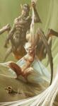 3_eyes 5_fingers 5_toes 6_legs abs arachnid arms_above_head arms_tied arthropod arthropod_webbing athletic athletic_female athletic_humanoid bare_breasts bare_chest blind blonde_hair bound breasts crouching digital_media_(artwork) disability drider dungeons_and_dragons duo dutch_angle elf exposure_variation eye_scar facial_scar feet female fingers frogtied front_view frown genitals green_background hair hasbro hi_res humanoid humanoid_pointy_ears insect_wings legs_tied light_body light_skin male medium_breasts melee_weapon multi_eye muscular muscular_male muscular_taur nachtmahr navel nipples nude pubes pussy restrained scar simple_background smile smirk soft_abs spread_legs spreading sword tan_body tan_skin taur toes ventral_groove weapon web_bondage wings wizards_of_the_coast