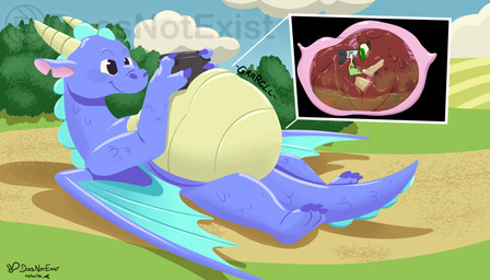 3_toes anthro back_spines blue_body blue_scales brown_body brown_fur clothing countershading duo feet feral fur green_eyes horn internal lying male membrane_(anatomy) membranous_wings notched_ear on_back organs scales smile soft_vore speedo spines stomach swimwear tail tan_body tan_fur tan_scales toes vore wings worried worried_look doesnotexist european_mythology mythology steam_deck subscribestar valve_corporation valve_hardware bryce_daeless steam_sale_dragon dragon eurasian_otter lutra mammal mustelid mythological_creature mythological_scalie otter river_otter scalie western_dragon 2026 dated digital_media_(artwork) hi_res signature watermark