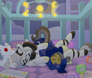 abdl clothing crayon crib diaper duo female feral male male/female object_in_mouth onesie pacifier pacifier_in_mouth plushie sleeping toy doritomuncher hasbro homestuck ms_paint_adventures my_little_pony destroyman_iii_(deepwoken) pyralspite unnamed_character equid equine horse mammal pony hi_res