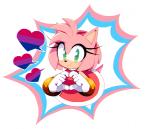 accessory anthro bisexual_pride_colors clothing female gesture gloves green_eyes hair_accessory hairband hand_heart handwear lgbt_pride pride_colors smile solo transgender_pride_colors zzavok sega sonic_the_hedgehog_(series) amy_rose eulipotyphlan hedgehog mammal 2019