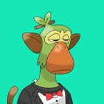 anthro black_clothing black_shirt black_topwear bored brown_ears brown_tail cheek_tuft clothed clothing facial_tuft fur green_body green_fur half-closed_eyes narrowed_eyes nft shirt solo tail topwear tuft what why partyedges bored_ape_yacht_club nintendo pokemon nft_monkey generation_8_pokemon grookey mammal pokemon_(species) primate 1:1 bust_portrait hi_res portrait