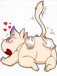 anthro disembodied_hand featureless_butt featureless_crotch heart_eyes heart_symbol lying male nude null on_front simple_background smile solo white_background white_body rotten_owl the_moomins mammal snork_(moomin) hi_res traditional_media_(artwork)