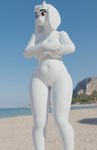 2_horns anthro beach big_breasts big_ears breasts covering covering_breasts covering_self eyelashes female genitals horn looking_away navel nude pussy red_eyes sea seaside small_horn solo standing thick_thighs water white_body wide_hipped_female wide_hips lorded undertale undertale_(series) toriel boss_monster_(undertale) bovid caprine mammal 3d_(artwork) absurd_res digital_media_(artwork) hi_res