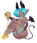 anus big_butt blue_hair breasts butt female food genitals hair honey_(food) membrane_(anatomy) membranous_wings nipples not_furry pouring pussy solo spade_tail tail wings fullmontis demon demon_humanoid humanoid absurd_res hi_res