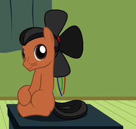 big_eyes big_head black_hair brown_body brown_eyes brown_fur curtains electric_fan feral fur furniture hair humor inside looking_aside looking_at_viewer male nude on_table oscillating_fan pun side_view simple_background sitting smile solo table toony visual_pun badumsquish hasbro my_little_pony fan_character earth_pony equid equine horse hybrid mammal pony 2016 flat_colors hi_res