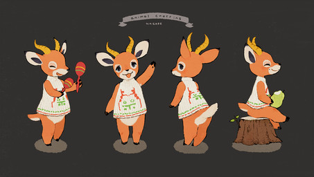 anthro black_background bottomless bottomless_anthro bottomless_male clothed clothing eyes_closed fur gesture hooves horn kemono looking_at_viewer male orange_body orange_fur scut_tail short_tail simple_background solo stump sweater tail topwear waving white_body white_fur nagabe animal_crossing nintendo beau_(animal_crossing) antelope bovid gazelle mammal 2017