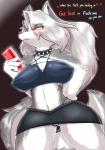 2019 absurd_res alternate_version_at_source anthro areola blush bottomwear breasts canid canid_demon canine cellphone chest_tuft clothed clothing collar demon dirty_talk electronics english_text female fluffy fluffy_tail fur grey_body grey_fur hair hand_on_hip hellhound helluva_boss hi_res holding_object long_hair looking_away loona_(helluva_boss) mammal milkteafox mythological_canine mythological_creature mythology navel nipple_outline phone portrait profanity red_sclera silver_hair skirt smartphone solo tail text three-quarter_portrait translucent translucent_hair tuft underwear white_body white_eyes white_fur