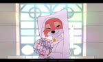 anthro bedroom_eyes blinking_at_viewer bouquet candle church clothing dress eyes_closed female flower flower_bouquet looking_at_viewer narrowed_eyes plant seductive smile smiling_at_viewer solo text wedding_dress wedding_veil letodoesart disney robin_hood_(disney) maid_marian canid canine fox mammal red_fox true_fox 2022 2d_animation animated no_sound short_playtime url webm