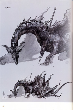 ambiguous_gender claws comparison digitigrade feral horn impalement membrane_(anatomy) membranous_wings nude simple_background solo tail white_background wings unknown_artist dark_souls fromsoftware mythology sinh_the_slumbering_dragon dragon mythological_creature mythological_scalie scalie absurd_res hi_res monochrome official_art