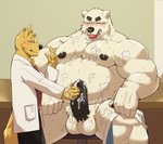 anthro balls belly big_penis blush bodily_fluids bottomwear clothed clothed/nude clothed_male clothing clothing_aside cum cum_on_belly cum_on_body cum_on_chest cum_on_hand cum_on_penis doctor duo erection fur genital_fluids genitals handjob humanoid_genitalia humanoid_hands humanoid_penis jockstrap jockstrap_aside kemono male male/male medical_examination moobs nipples nude overweight overweight_male pants patient penile penis sex shirt sitting tongue tongue_out topwear underwear underwear_aside white_body white_fur jumperbear bear canid canine mammal polar_bear ursine 2020 hi_res