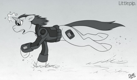 alternate_universe clothed clothing cutie_mark female fur hair horn open_mouth pip-boy simple_background solo tail teeth vault_suit drxii fallout fallout_equestria hasbro microsoft my_little_pony fan_character littlepip equid equine horse mammal pony 2013 digital_media_(artwork) hi_res