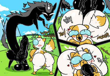 ambiguous_penetration animal_genitalia animal_penis anthro balls big_balls big_breasts big_butt big_penis black_body blush breasts butt dialogue dipstick_tail duo equine_genitalia equine_penis erection exclamation_point fellatio female female_penetrated genitals grey_hair hair horn huge_breasts huge_butt huge_penis male male/female male_penetrating male_penetrating_female markings multicolored_body nude onomatopoeia open_mouth oral penetration penile penis sex sound_effects tail tail_markings text thick_thighs two_tone_body vulva wide_hips luanctoons adventure_time cartoon_network mythology cake_the_cat lord_monochromicorn domestic_cat equid equine felid feline felis mammal mythological_creature mythological_equine rainicorn unicorn absurd_res comic english_text hi_res