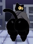 absurd_res ambiguous_gender anthro belly big_belly big_butt black_body butt domestic_cat felid feline felis female google google_doodle hi_res huge_butt library magic_cat_academy mammal momo_(google) overweight overweight_anthro overweight_female samirachuni solo tail thick_thighs yellow_eyes