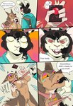 anthro bag body_swap collar dialogue duo female finger_in_mouth genitals leash leash_pull male male/female pushbutton text railroad_rabbit elysio_(asrio) rabbit_(railroad_rabbit) canid canine canis dingo lagomorph leporid mammal rabbit comic english_text hi_res