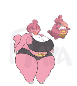 3_fingers 3_toes anthro bangs big_breasts black_bra black_clothing black_panties black_underwear bra breasts claws clothed clothing eyes_closed feet female fingers hair hair_over_eye long_tongue markings multicolored_body noseless one_eye_obstructed panties pink_body pink_hair pokemorph short_hair simple_background slightly_chubby solo sprite tail thick_thighs toes tongue tongue_out translucent translucent_hair two_tone_body underwear underwear_only white_background white_body white_claws yellow_markings srnava015 nintendo pokemon generation_4_pokemon lickilicky pokemon_(species) 2023 colored reference_image watermark
