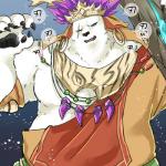 anthro clothed clothing fur male overweight overweight_anthro overweight_male solo text white_body white_fur sa_ba_can sdorica crushfang_(sdorica_sunset) bear mammal polar_bear ursine 1:1 2018 japanese_text