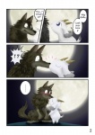 blush bovid canid canine canis caprine comic dialogue english_text feral gabu goat kissing male male/male mammal mei_(one_stormy_night) night one_stormy_night sky star stare starry_sky surprise surprise_kiss tail text unknown_artist wolf