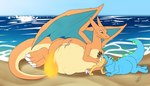 2019 7:4 absurd_res ambiguous_gender beach bloated blue_body bodily_fluids bulge charizard charizard_seven eeveelution fangs feral fire flaming_tail force_feeding forced fully_inside generation_1_pokemon generation_2_pokemon green_eyes group guzzle hi_res jolteon lying male nintendo on_front open_mouth oral_vore orange_body partially_inside pokemon pokemon_(species) saliva saliva_on_tongue sand scar sea seaside shikaro soft_vore sylvia_(jolteon) tail teeth tongue tongue_out totodile vore water yellow_body