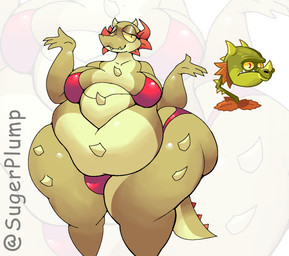 anthro big_breasts big_butt bikini bikini_thong breasts butt claws clothing eyeshadow female gesture glistening glistening_body green_body half-closed_eyes lips makeup narrowed_eyes obese overweight overweight_anthro overweight_female plant red_bikini red_clothing red_swimwear sassy scales sharp_teeth shrug solo spikes spikes_(anatomy) swimwear tail teeth thick_thighs thong two-piece_swimsuit underwear wide_hips sugerplump electronic_arts mythology plants_vs._zombies popcap_games dragon elemental_creature elemental_humanoid flora_fauna humanoid mythological_creature mythological_scalie plant_humanoid scalie snapdragon_(pvz)