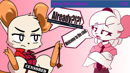 accessory anthro bangs clothing coat duo e621_tags entangled feet female femboy frown fur furrowed_eyebrows gradient_background humor mace male melee_weapon necktie notched_ear pink_background red_clothing simple_background slightly_chubby soles thick_thighs third-party topwear weapon whip white_body white_fur wide_hips third-party_edit whygena mina_the_hollower yacht_club_games mina_(mina_the_hollower) reggie_(whygena) mammal mouse murid murine rodent 16:9 hi_res widescreen