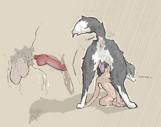 5_fingers anatomically_correct anatomically_correct_genitalia anatomically_correct_penis animal_genitalia animal_penis anus balls bestiality black_body black_fur bodily_fluids butt canine_genitalia canine_penis close-up cum cum_drip cum_in_mouth cum_in_throat cum_inside cum_on_body cum_on_ground deep_throat drinking drinking_cum dripping duo erection eyes_closed face_fucking face_mounting featureless_face feral feral_penetrating feral_penetrating_ambiguous feral_penetrating_human fingers fur genital_fluids genitals glk human_on_feral human_penetrated humping internal internal_oral interspecies irrumatio knot knotted_penis knotting leaking_cum male male/male male_penetrated male_penetrating male_penetrating_male nude oral oral_knotting oral_penetration penetration penile penis penis_in_mouth quadruped raised_tail rear_view sex sheath sitting standing tail tail_motion tailwag text toony top_hole tuft whining white_body white_fur hotdogmeat border_collie canid canine canis collie domestic_dog herding_dog human mammal pastoral_dog sheepdog 2025 cel_shading digital_media_(artwork) hi_res shaded